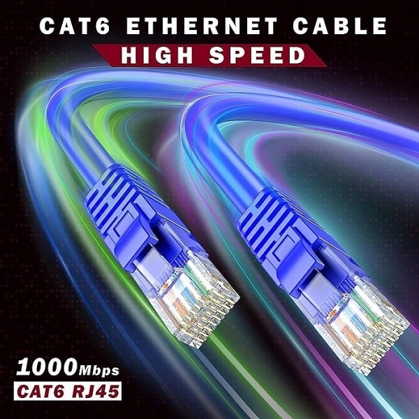 کابل شبکه CAT6 دارای سرعت انتقال داده 10/100/1000 مگابیت بر ثانیه (گیگابیت اترنت) است.